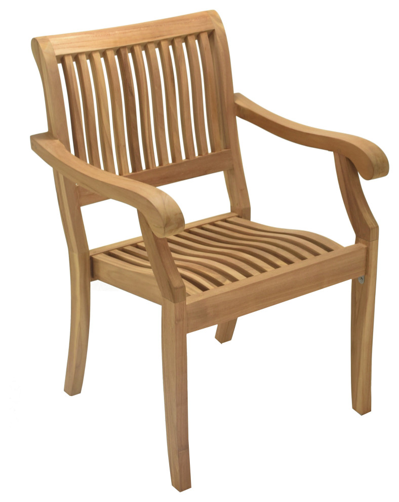 Arbor Stacking Arm Chairs  Teak Outdoor Dining Patio  Set of 2   Transitional   Outdoor Dining Chairs   by Teak Deals  Houzz