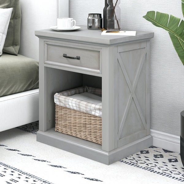 Nightstand End Table with Drawers Storage for Living Room/Bedroom - - 36111506