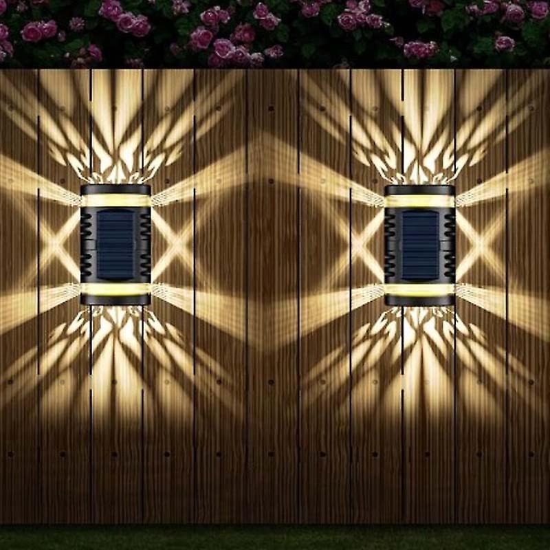 2pcs Led Solar Wall Lamp Outdoor Garden Furniture Waterproof Sunlight Garden Solar Powered Fence Lights Balcony Garden Decor