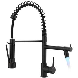 matrix decor Single Handle Standard Kitchen Faucet with LED in Matte Black MD-AL191ORBED