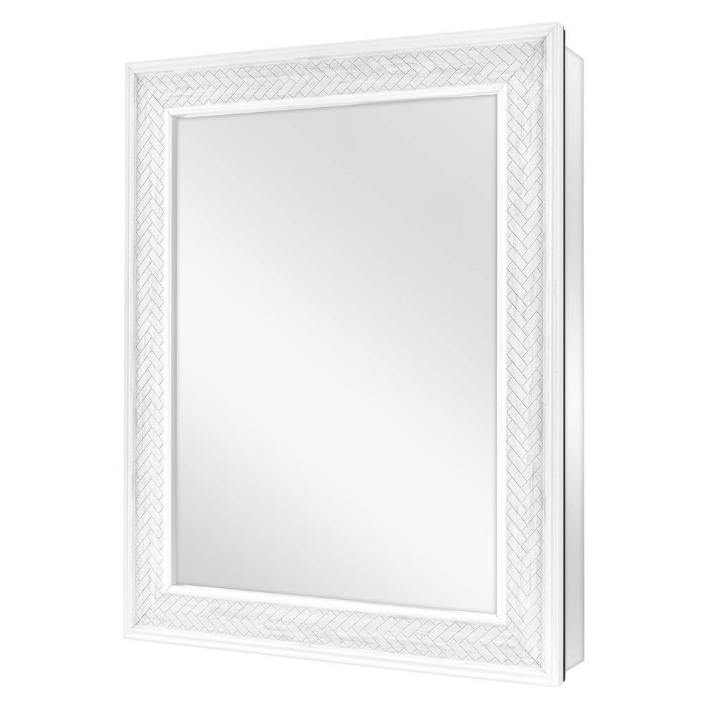 Home Decorators Collection 24 in. x 30 in. Fog Free Recessed or Surface Mount Herringbone Medicine Cabinet with Mirror 83011