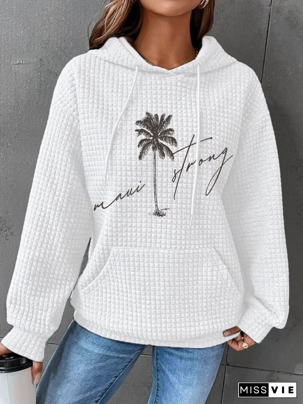 Maui Strong Pray For Maui Palm Tree Print Casual Hoodie