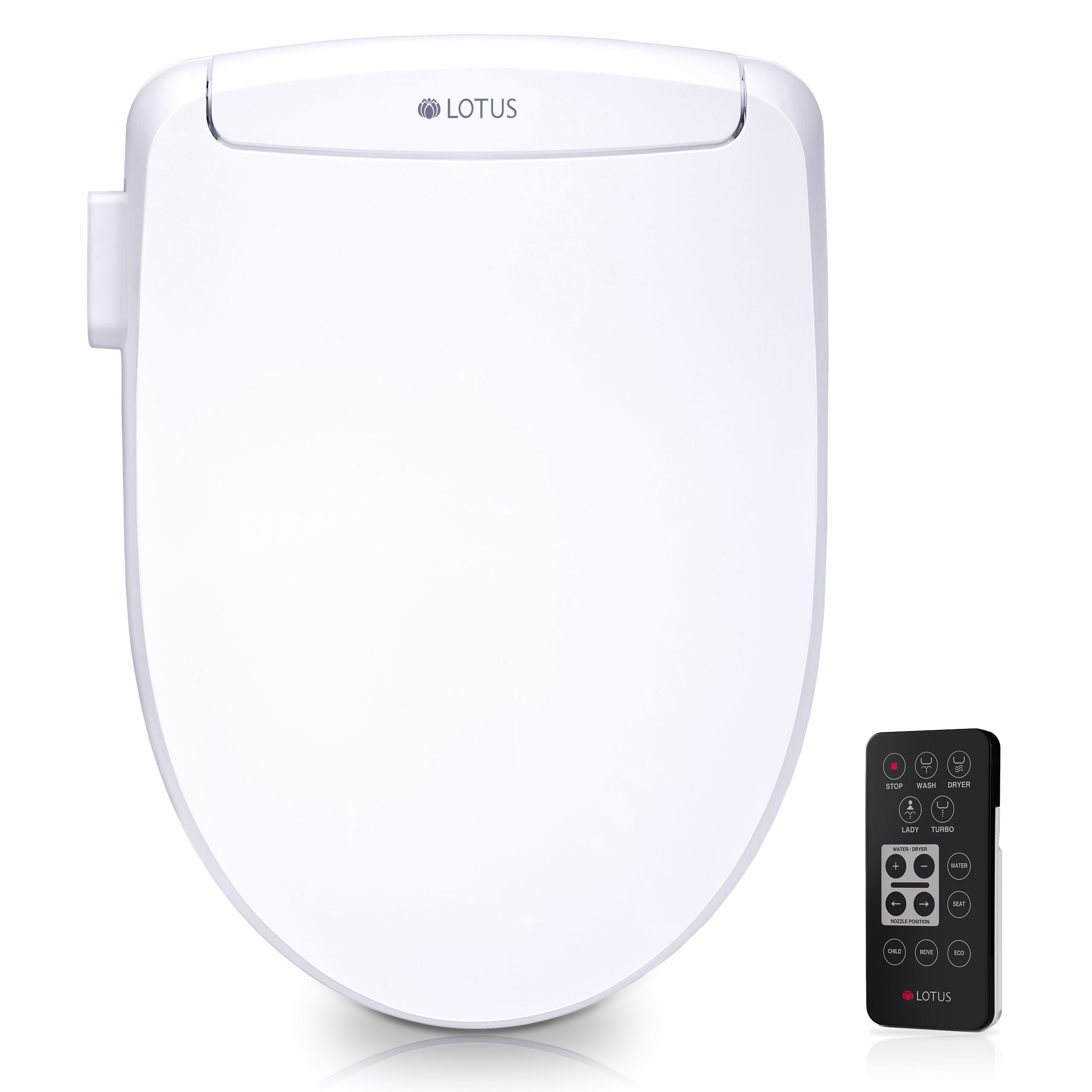 Lotus Smart Bidet ATS-500 Remote FDA Registered, Heated Seat, Temperature Controlled Wash, Warm Air Dryer