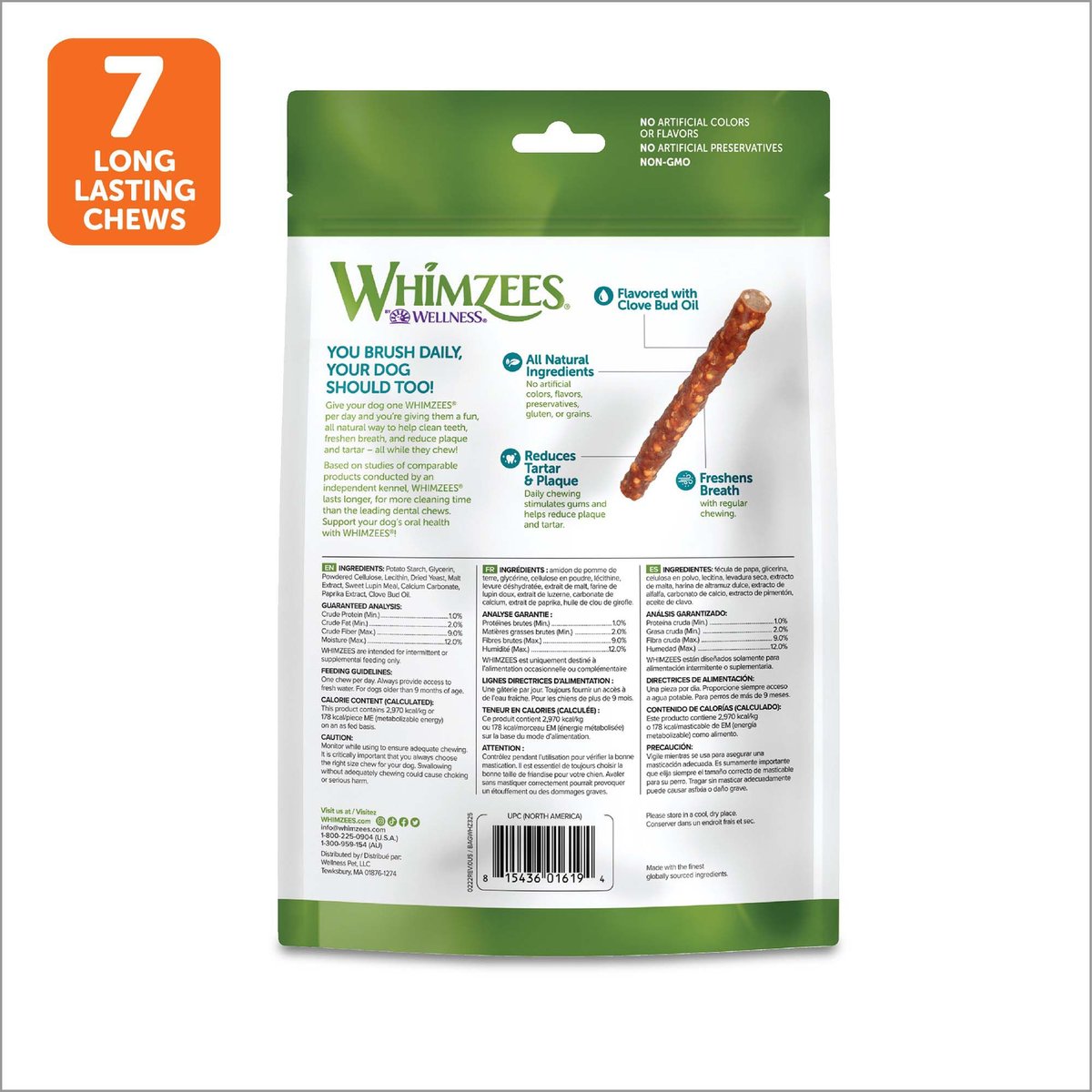 WHIMZEES Veggie Sausage Grain-Free Dental Dog Treats