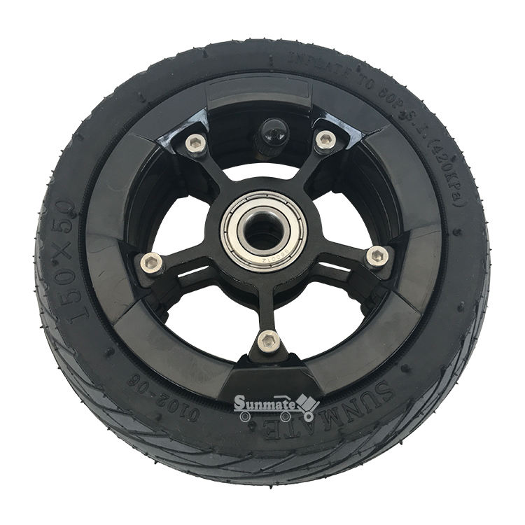 150x50 Pneumatic Rubber Wheel with 6 Inch Tire and Inner Tube 6x2 Inch for e Scooter and Electric Skateboard DIY Replacement