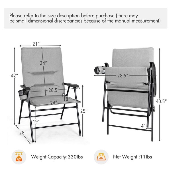 2PCS Patio Padded Folding Portable Chair