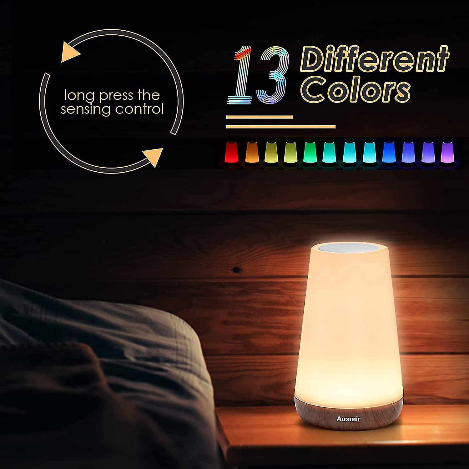 Colorful Bedside Lamp， Led Night Light， Touch Night Lamp With 13 Colors， Rgb Dimmable， Rechargeable Table Lamp With Warm White Light For Bedroom， Baby