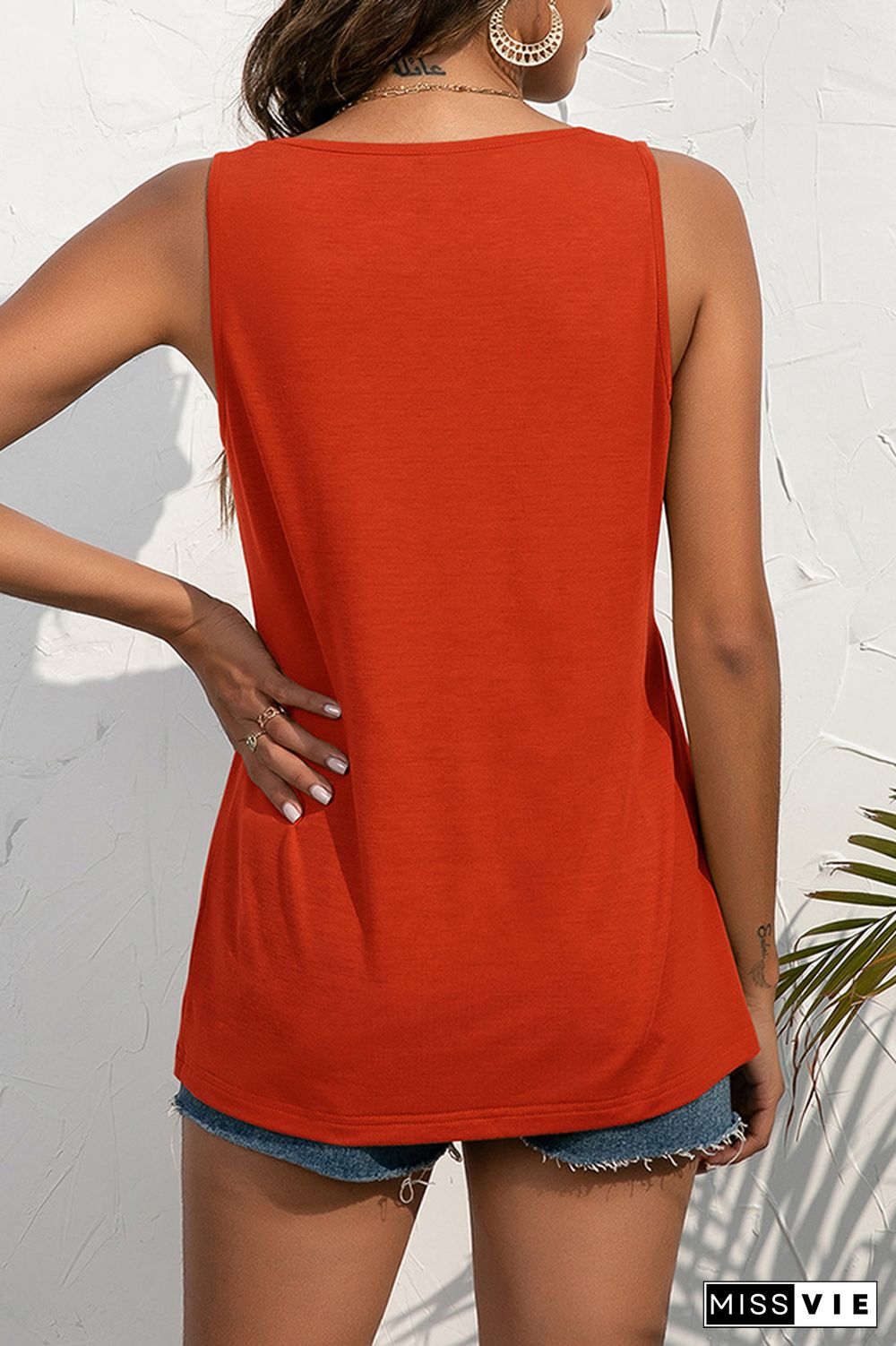 Solid Color Button Down Sleeveless Tank Top Wholesale