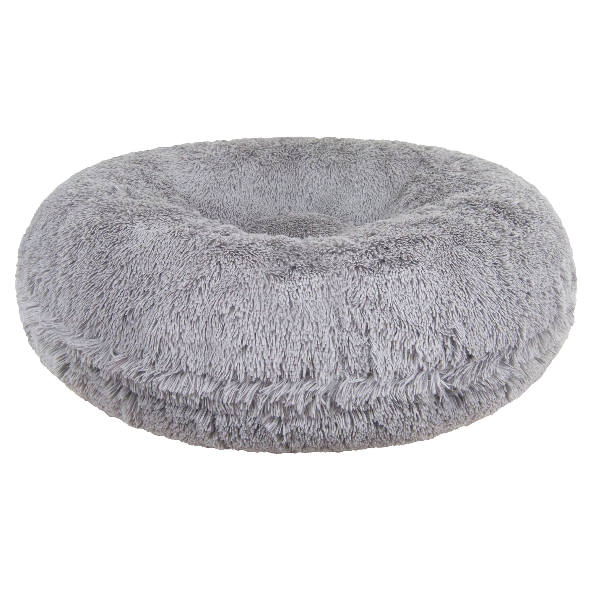 Bessie and Barnie Signature Siberian Gray Luxury Extra Plush Faux Fur Bagel Dog Bed， 24