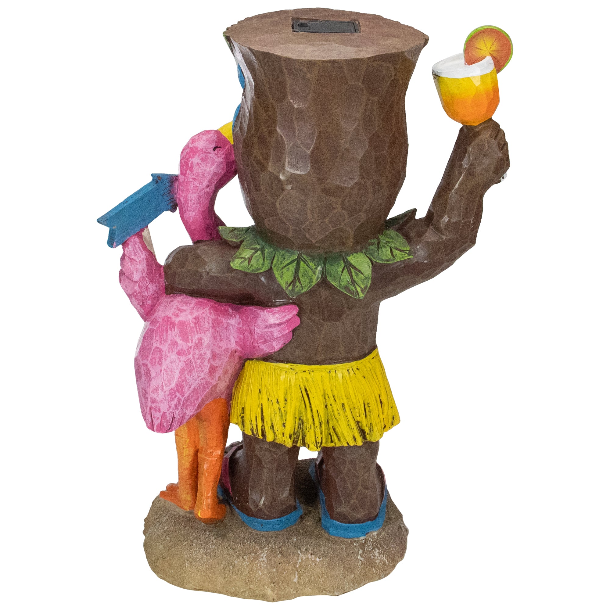 16" Solar Lighted Polynesian Outdoor Garden Tropical Tiki Bar Statue