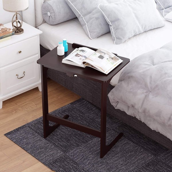 Sofa End Side Table TV Tray C-Shaped Coffee Notebook Computer Desk， 7 Angles Adjustable， Tilting Home Office for Living Room