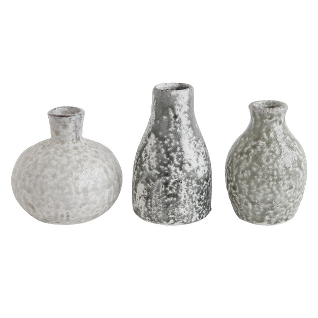 Set Of 3 Terracotta Vases Distressed Gray Storied Home