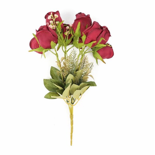 3 Silk Rose Bud Bouquets 13 Inch Artificial Flower