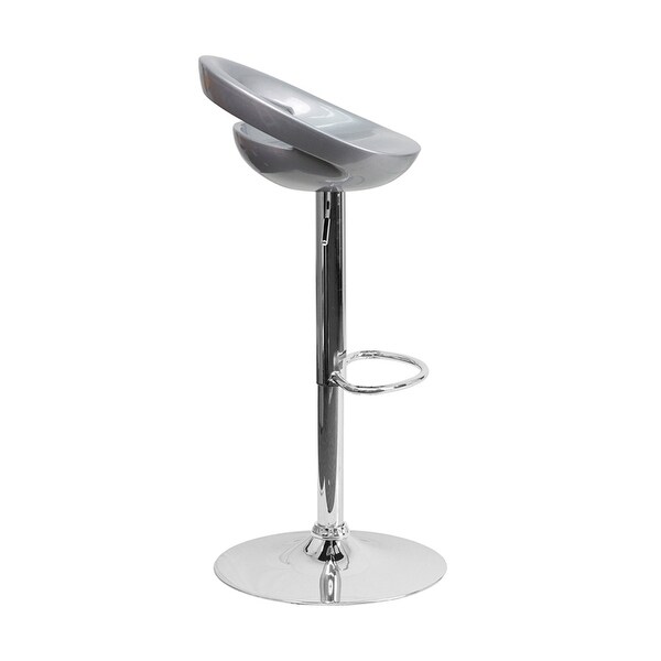 Contemporary Plastic Adjustable Height Bar Stool With Chrome Base