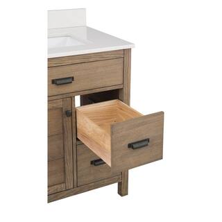 Home Decorators Collection Stanhope 31 in. W x 22 in. D Vanity in Reclaimed Oak with Engineered Stone Vanity Top in Crystal White with White Sink SNOVT3122DR