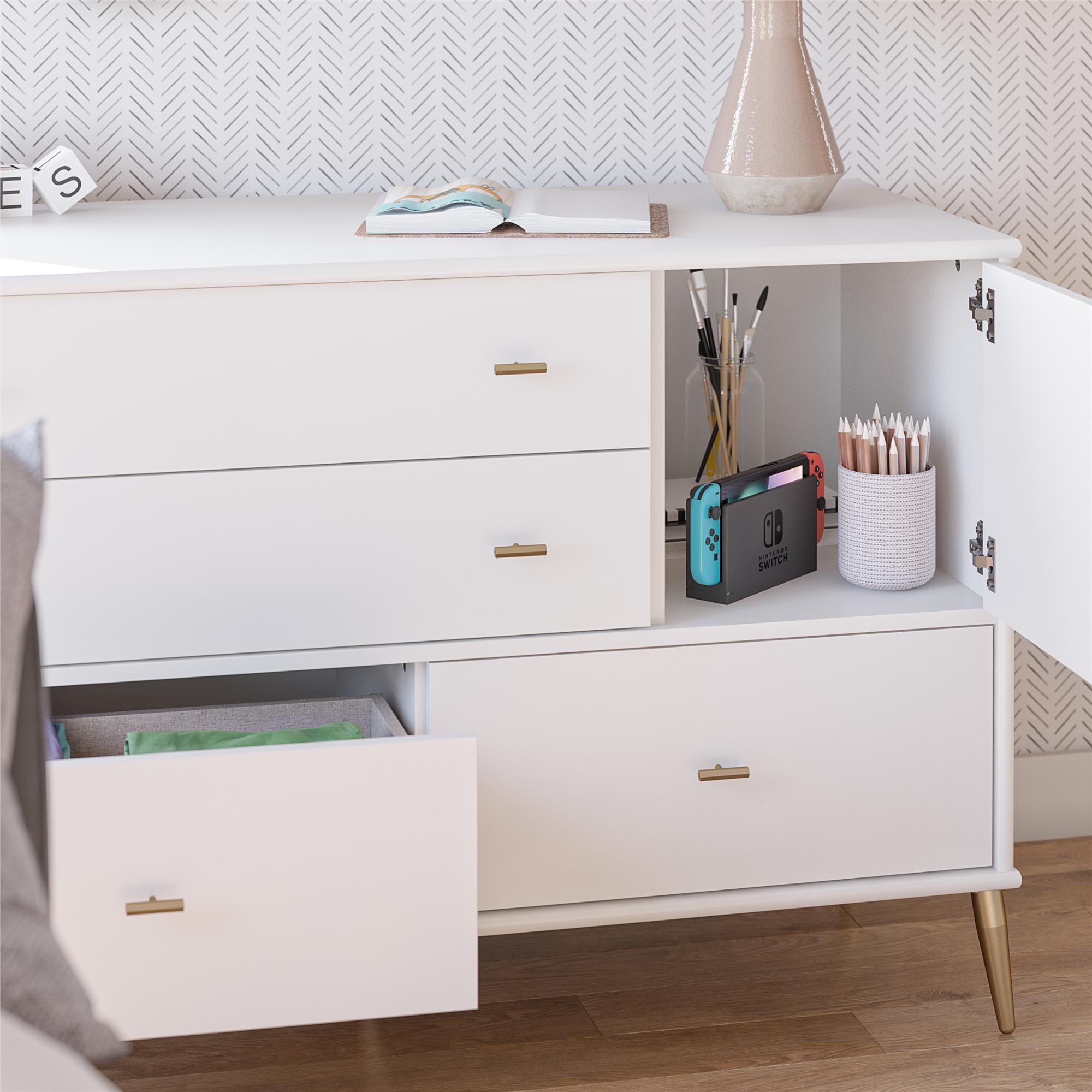 Little Seeds Valentina Asymmetrical 4 Drawer / 1 Door Convertible Dresser, White