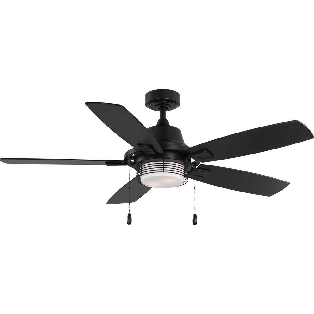 Progress Lighting Freestone 52 in. Indoor LED 5-Blade Matte Black Transitional Ceiling Fan with Lamped Light Kit P250095-31M-WB