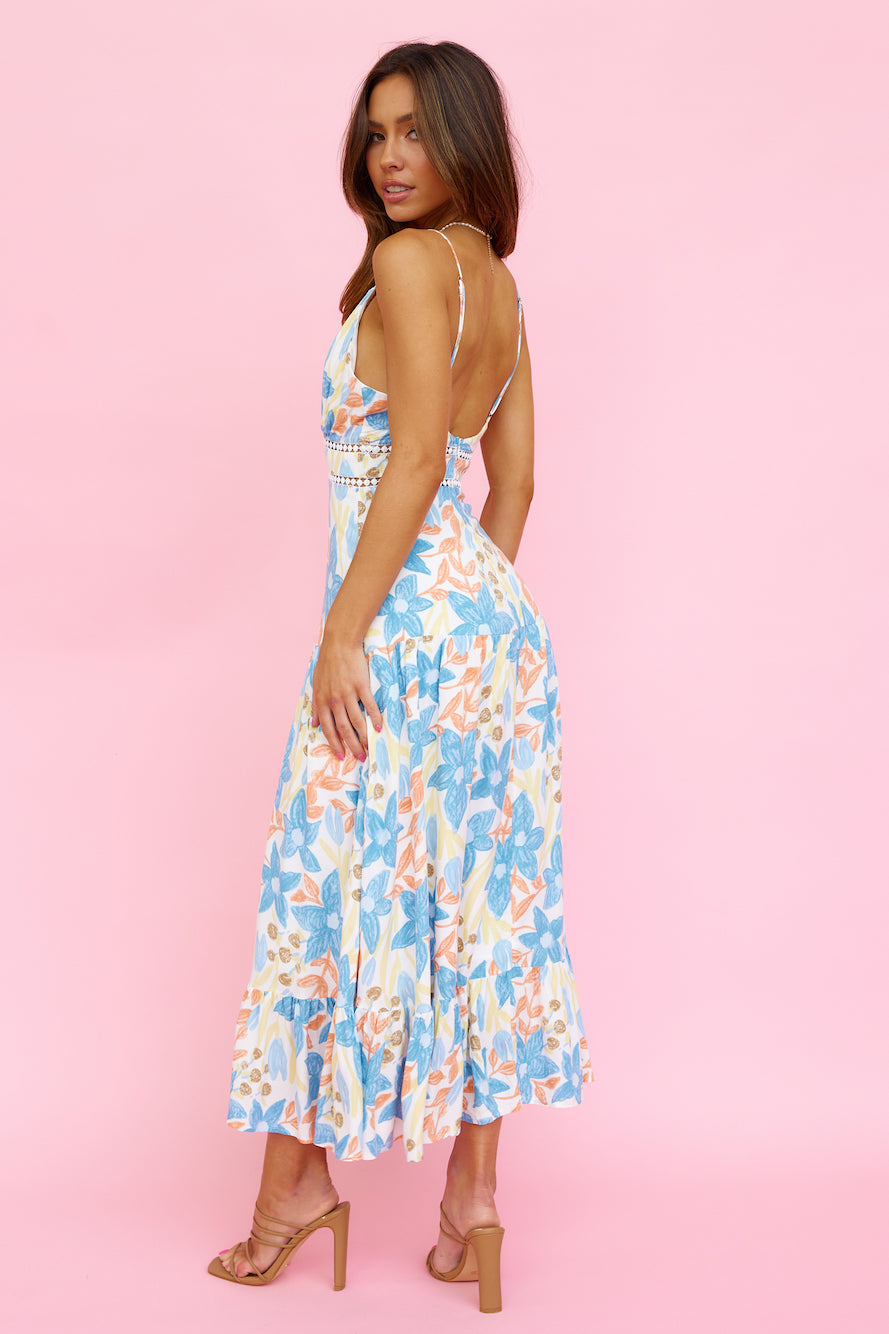 Beach Sunsets Midi Dress Blue