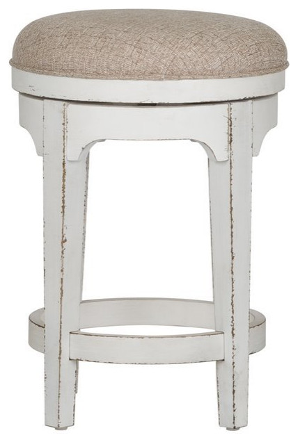 Home Square 2 Piece Magnolia Manor Console Swivel Stool Set in Antique White   Farmhouse   Footstools And Ottomans   by Homesquare  Houzz