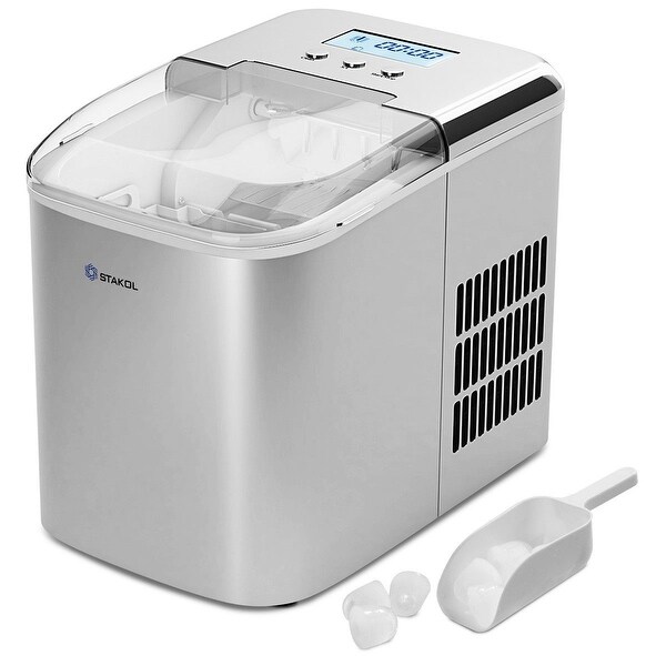 26 lbs Countertop LCD Display Ice Maker with Ice Scoop - 14.5