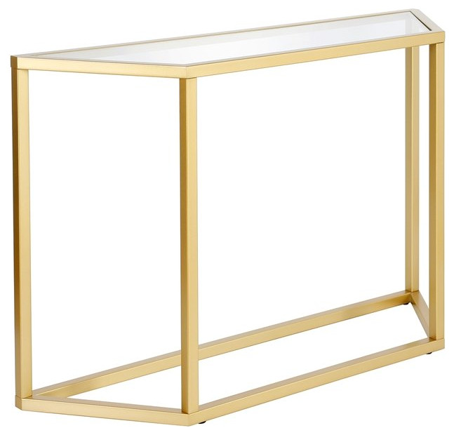 Henn ampHart 44 quotBrass Metal/Glass Console Table   Contemporary   Console Tables   by Homesquare  Houzz