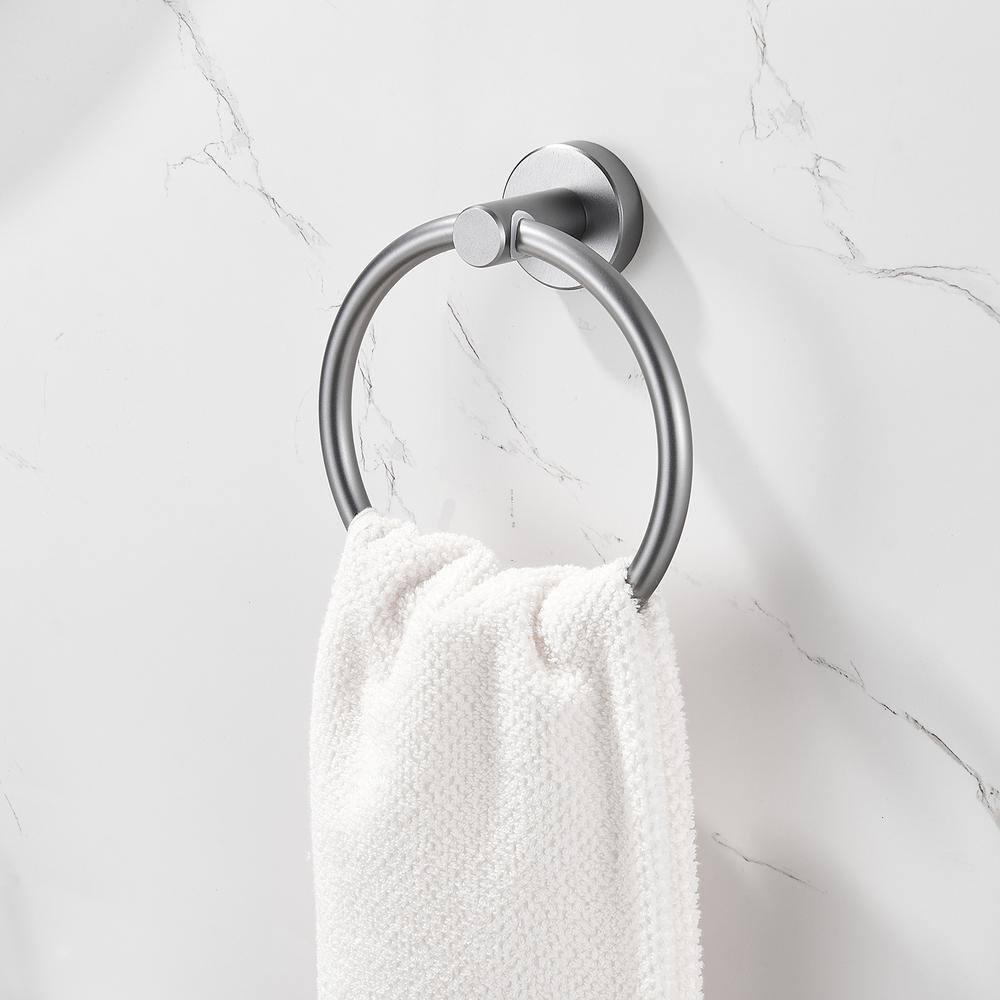 Zalerock Modern Wall-Mounted Hand Towel Ring in Gray MJH005