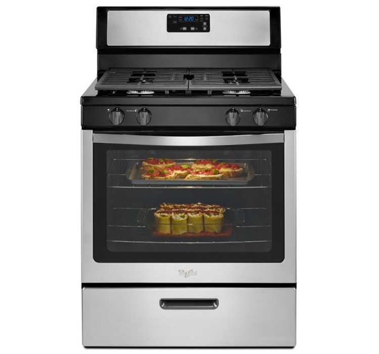 Whirlpool 5.1 Cu. Ft. Black-On Stainless Freestanding 4-Burner Gas Stove