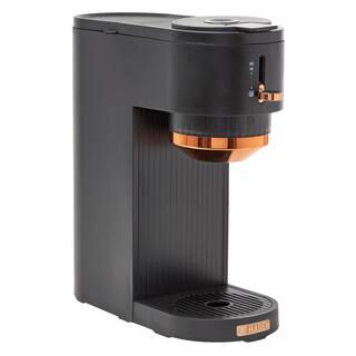 HADEN 1-Cup Single-Serve BlackCopper Coffee Maker with Attachments for Single-Serve Pods and Ground Coffee 75107