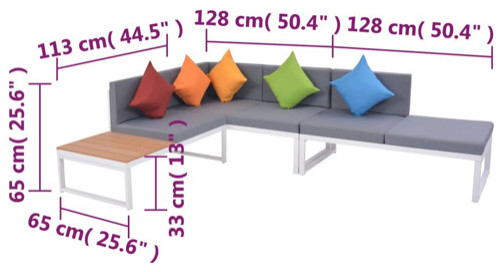 vidaXL Patio Furniture Set 4 Piece Patio Sofa Set with Table Aluminum and WPC   Contemporary   Outdoor Dining Sets   by vidaXL LLC  Houzz