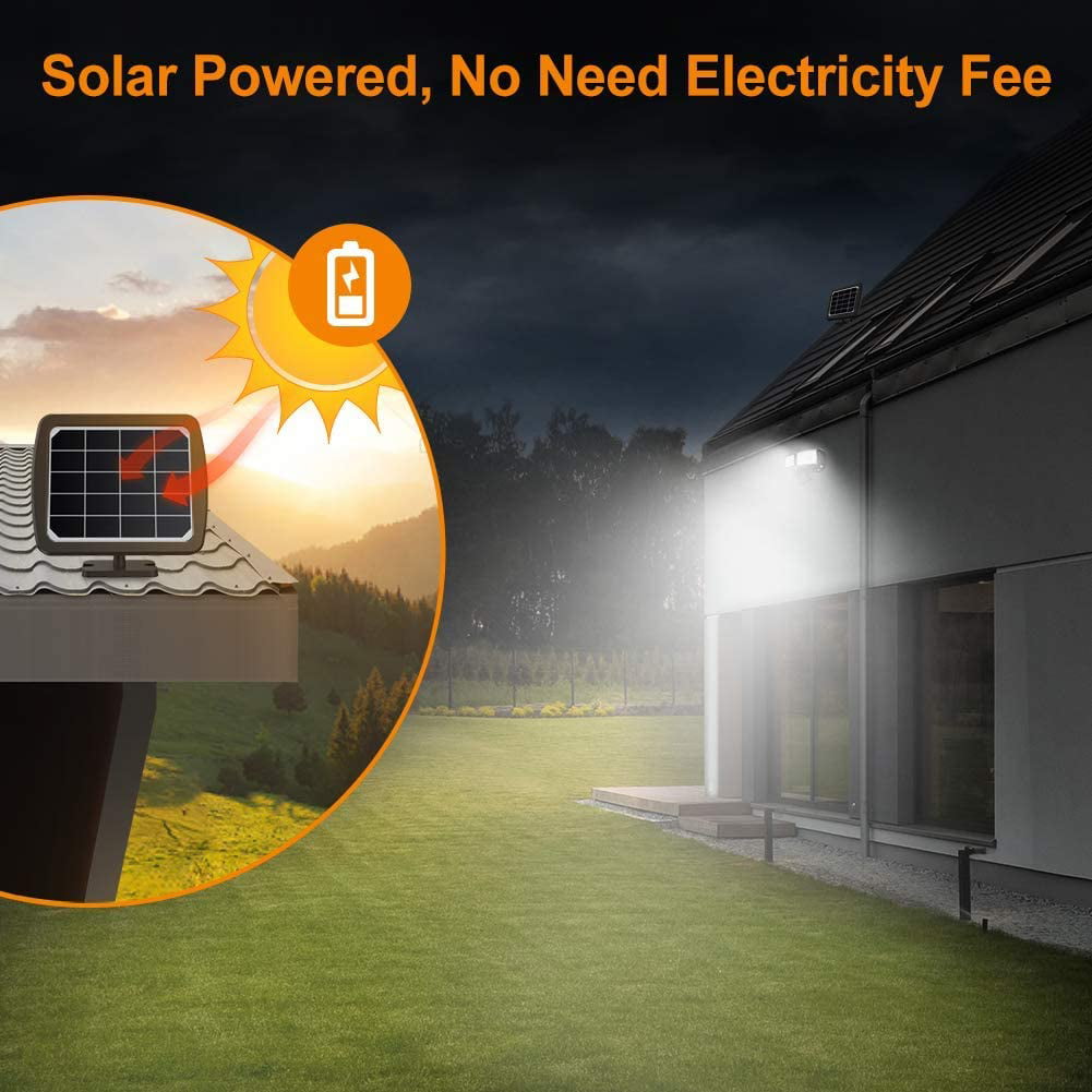 Lepower LED 1000 Lumen Solar Motion Sensor Light， 5500K， IP65 Waterproof， Black