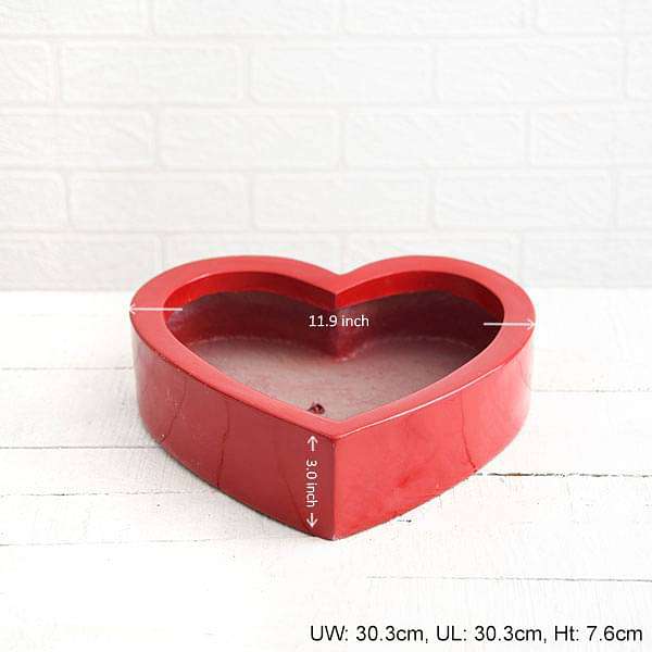 12 inch (30 cm) SML-013 Bonsai Heart Shaped Fiberglass Planter (Red)