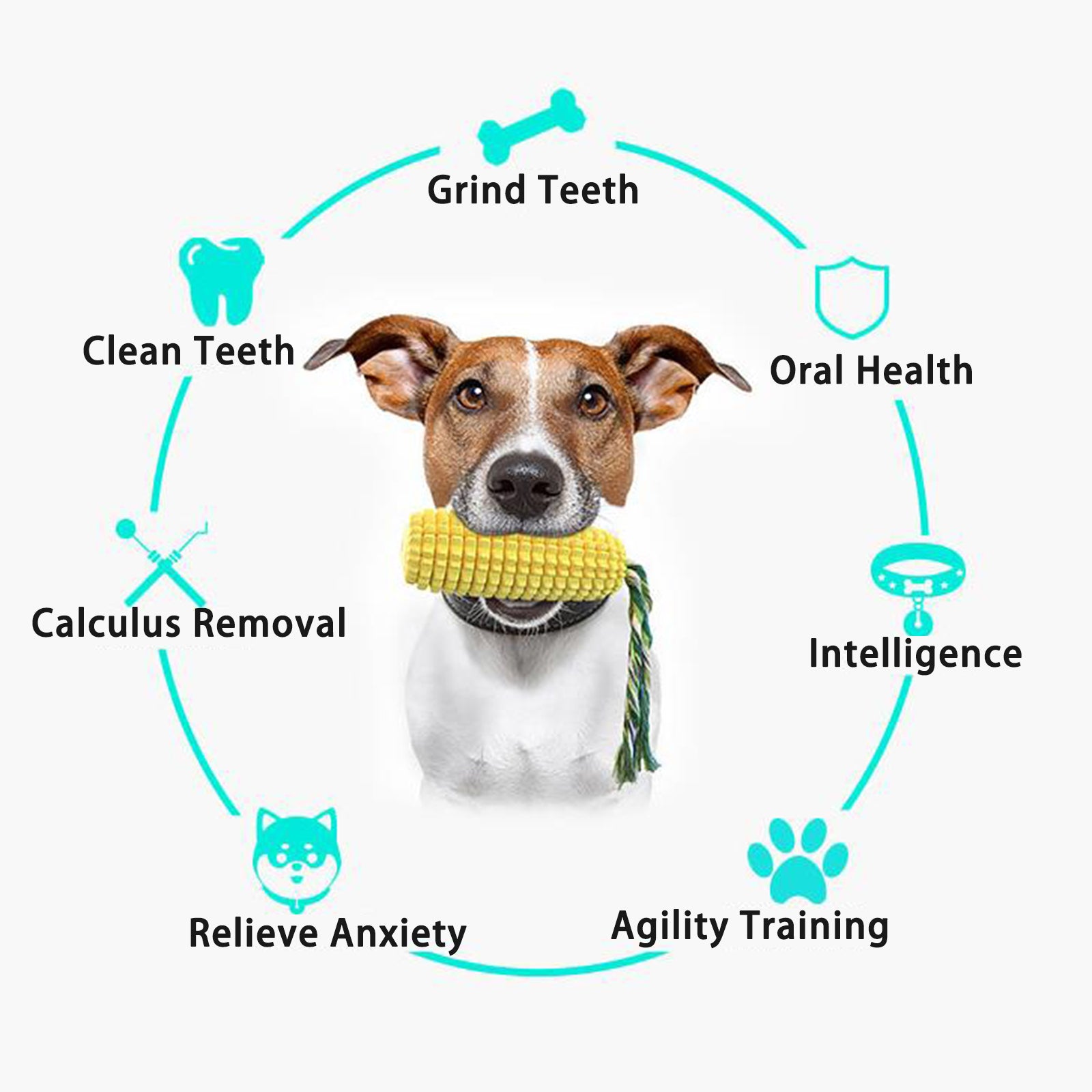 Dog Chew Toys， Puppy Toothbrush for Cleaning Teeth，Dog Squeak/Non-Squeak Toys Interactive Corn Toys， Dog Toys Aggressive Chewers for Small/Medium/Large Dog