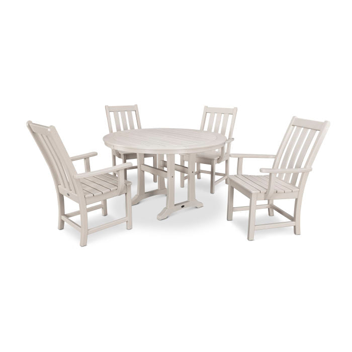 Polywood Vineyard 5-Piece Round Dining Set with Trestle Legs PWS347-1