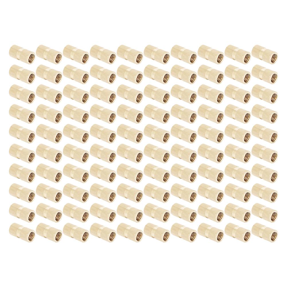 100pcs Knurl Insert Nut Brass Double Pass Embedded Fastener Handmade Accessoriesm8 X 16 X 10