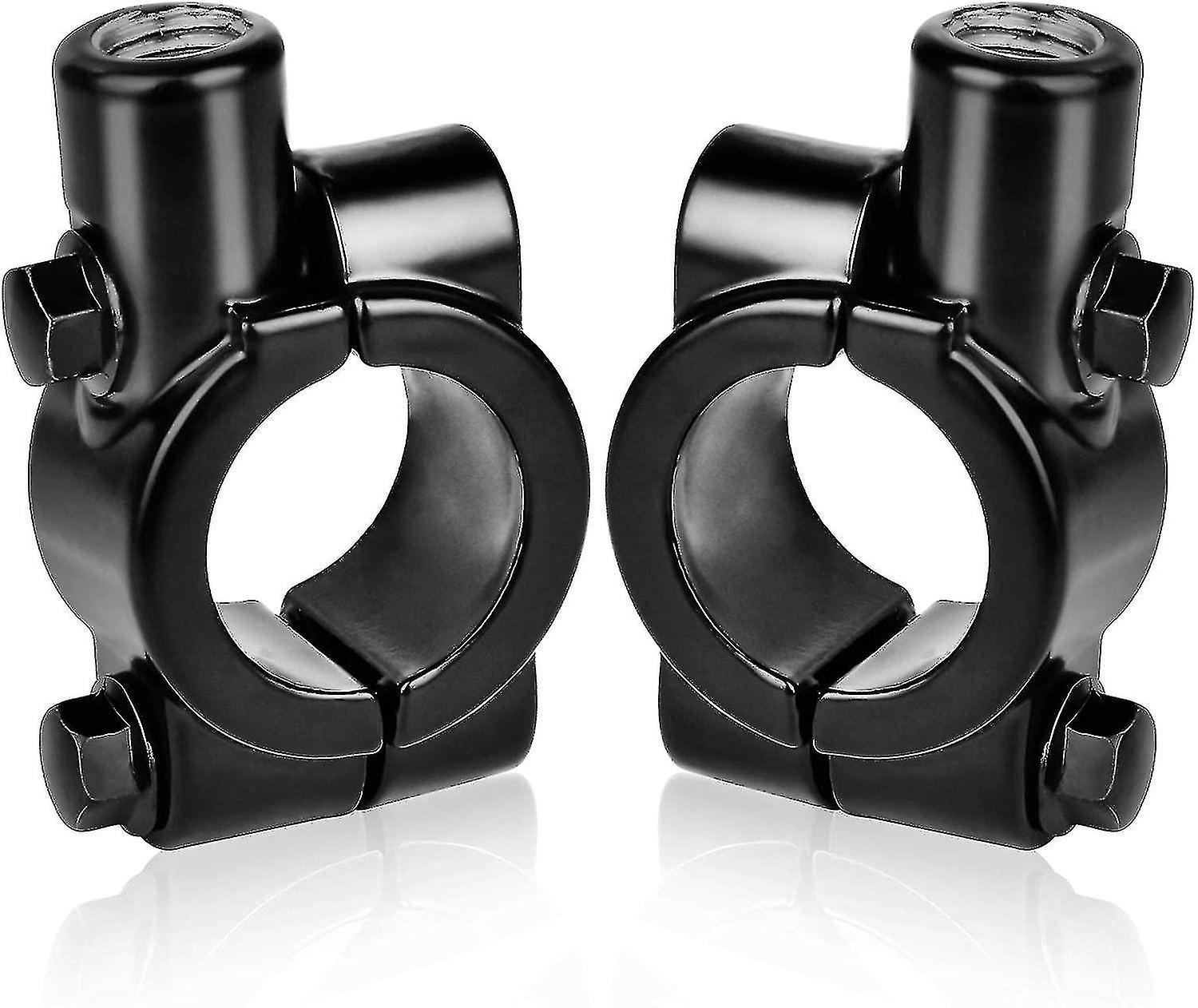 2pcs Motorcycle Mirror Bracket For 22mm Handlebar Mount - For 10mm Side Mirror， Aluminum (black)