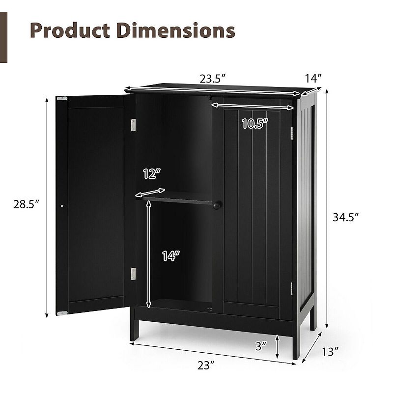 Bathroom Floor Storage Double Door Cupboard Cabinet