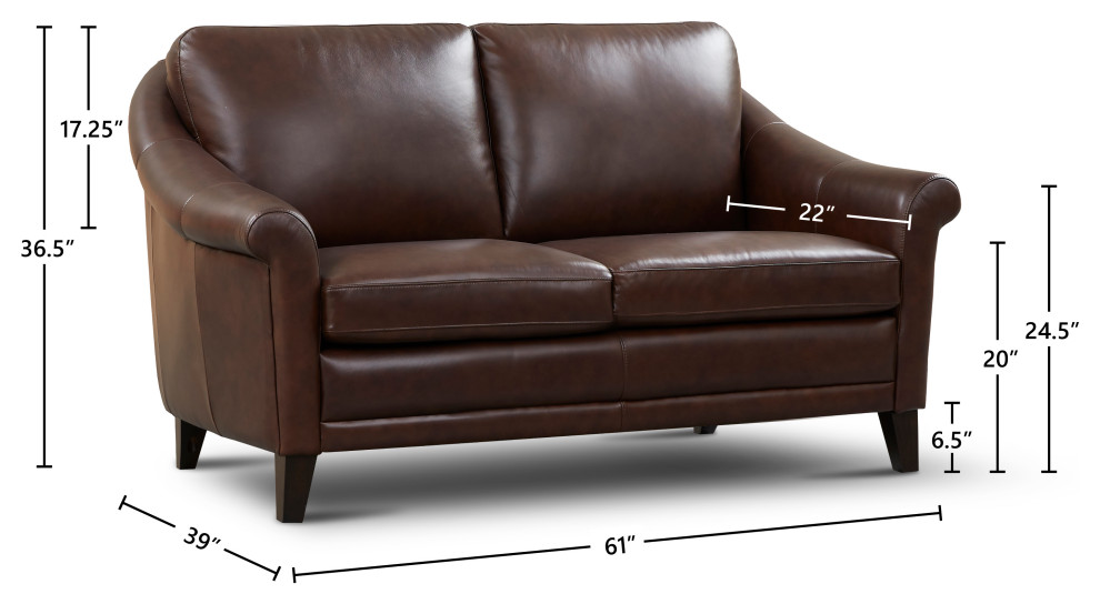 Sienna Genuine Leather Midcentury Modern Loveseat   Transitional   Loveseats   by Hello Sofa Home  Houzz