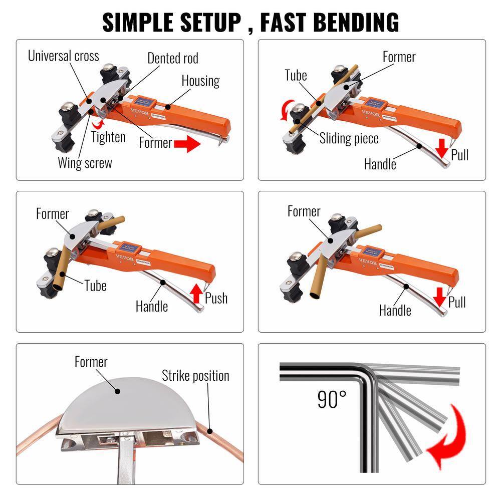 VEVOR Ratcheting Pipe Bender 14 in. to 78 in. Aluminum Alloy Tubing Bender 90 ForwardReverse Bending with 7 Dies Market JLWGJCSGPFXW7G1M2V0