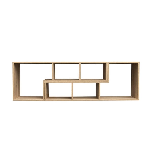 Double L-Shaped TV Stand Entertainment Center，Display Shelf，Nature