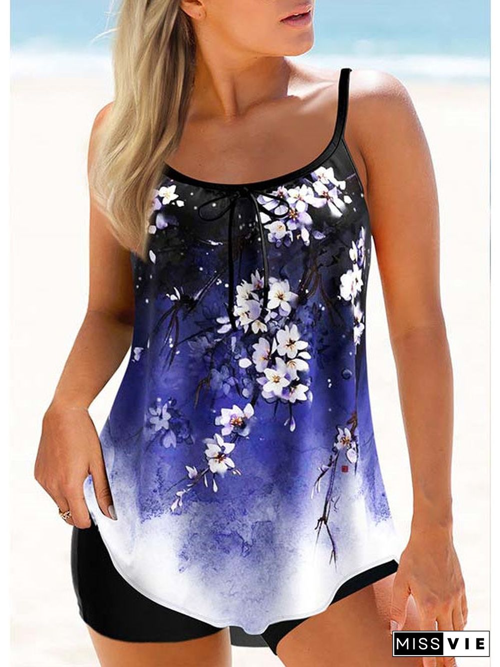 Women Strap Floral Printed Graphic Tankini Set