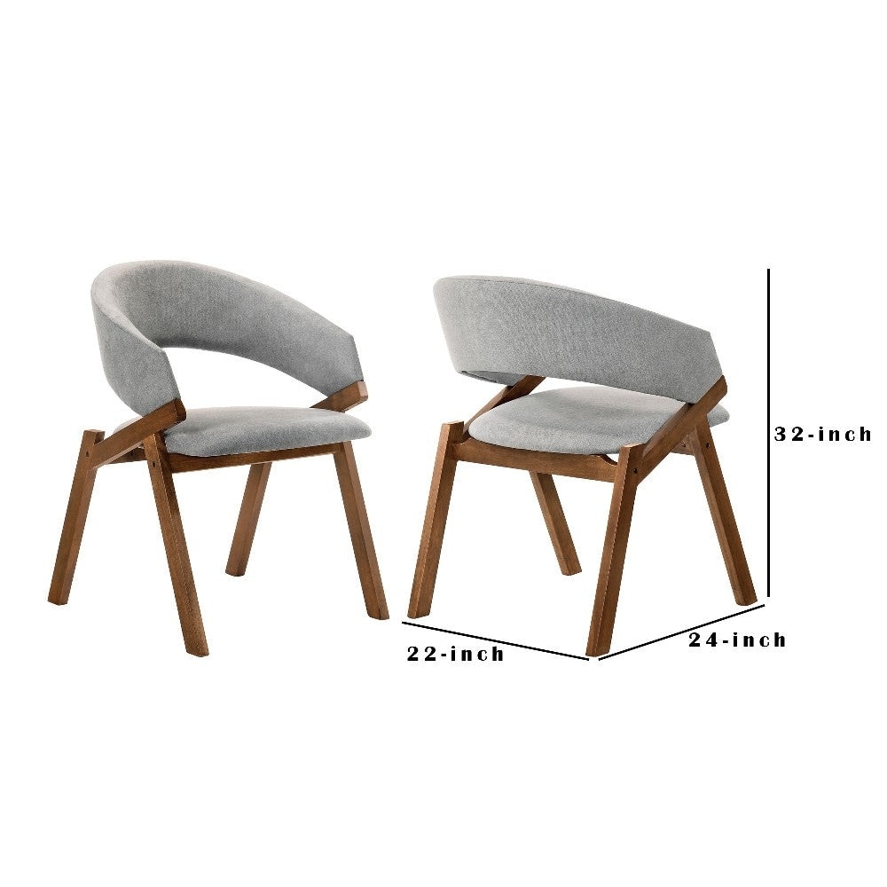 Gray Fabric and Walnut Veneer Dining Side Chairs   Set of 2   32\