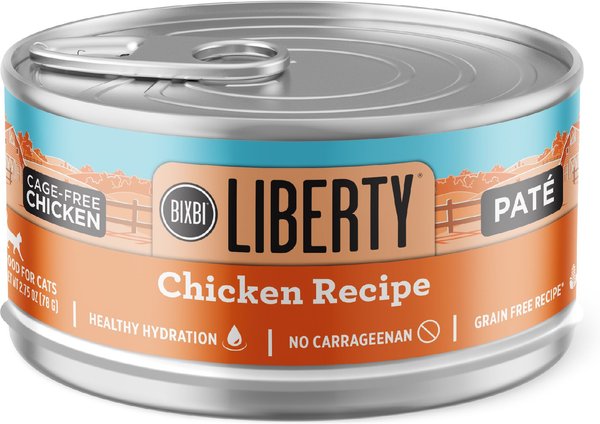 BIXBI Liberty Chicken Pate Recipe Grain-Free Wet Cat Food， 2.75-oz can， case of 24