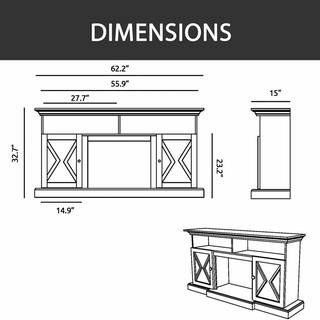 Hanover Whitby 62.2 in. Width Freestanding Electric Fireplace TV Stand in Mahogany with Deep Log Insert FS6215-1BMHL3