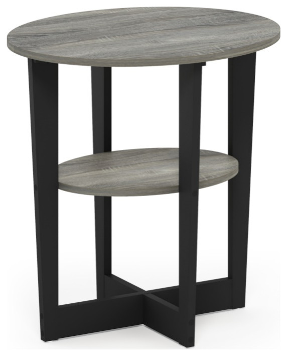 Furinno Jaya Oval End Table  French Oak Gray /Black   Industrial   Side Tables And End Tables   by VirVentures  Houzz