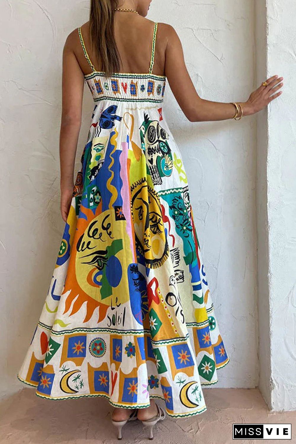 Casual Bohemian Print Contrast Printed Dress Dresses