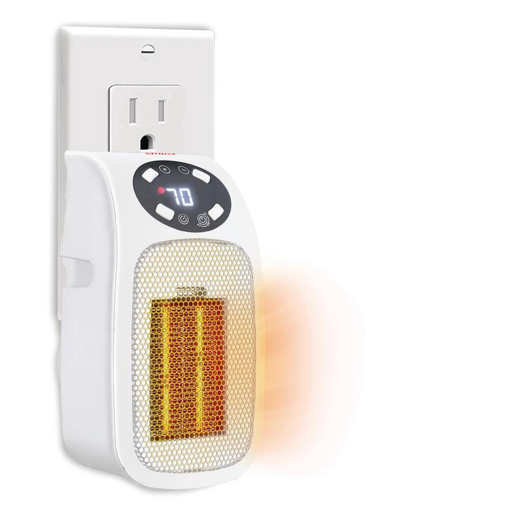 AIWA 7.87 in Electric Outlet Ceramic Plug-In Space Heater LCD Digital Screen Up to 24-Hour Timer 400-Watt WSH3-1003-WHT