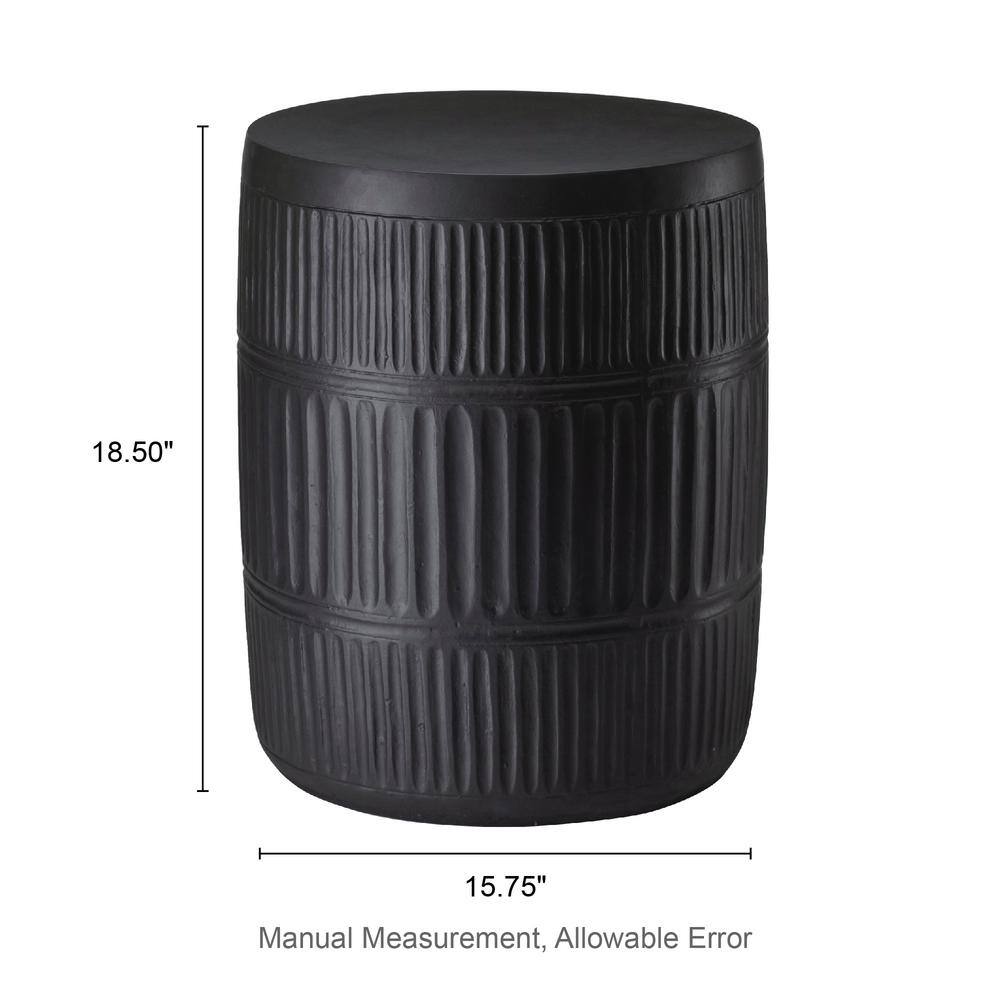 Glitzhome 18.5 in. H Multi-functional MGO Black Textured Garden Stool or Planter Stand or Accent Table 2029500017