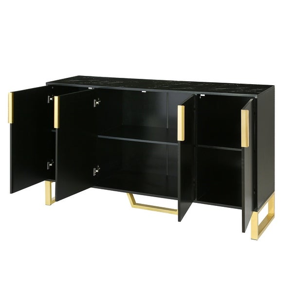 sideboard with Four Doors Metal Legs and Adjustable Shelves