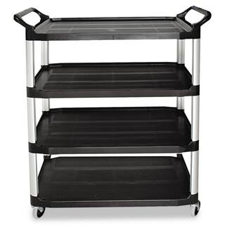 Rubbermaid Commercial Products Open Sided Xtra 4-Shelf Cart in Black RCP409600BLA