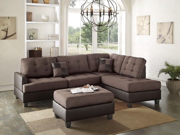 Contemporary Sectional Sofa Espresso Faux Leather ...